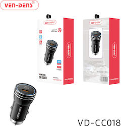 Ven-Dens Φορτιστής Αυτοκινήτου με Θύρα 1xType-C