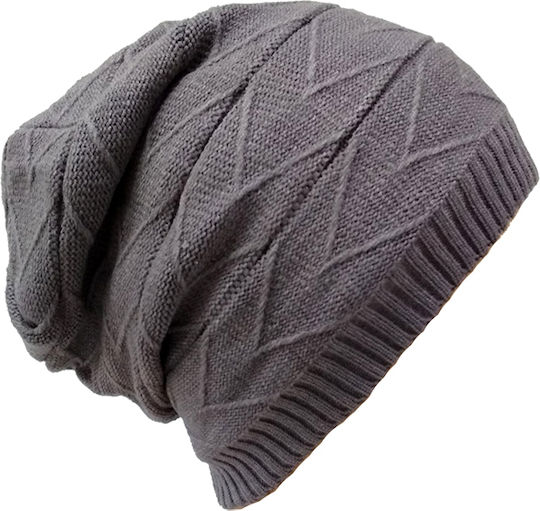 Beanie Unisex Σκούφος Πλεκτός Γκρι Ανοιχτό