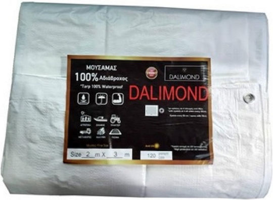 Dalimond Reinforced Rings Waterproof Tarpaulin 120gr/m² 15x10m. Light Type White