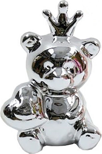 Urs ceramic cu coroană argintie 15cm Urs ceramic cu coroană argintie 15cm