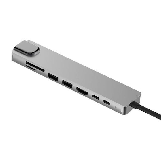 8 σε 1 USB-C Docking Station mit HDMI 4K PD Ethernet Gray