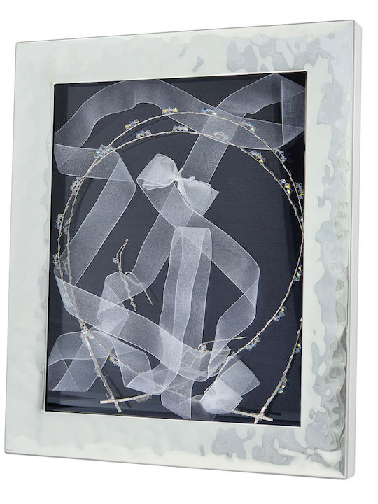 Silver Hammered Wedding Crown Case White Wood 28x34cm Ma-st28-5w