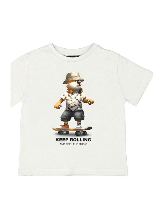 Mayoral Παιδικό T-shirt Κρεμ Keep Rolling