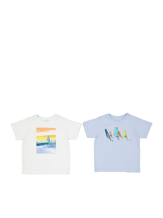 Mayoral Set Kinder-T-Shirts Weiß - Hellblau