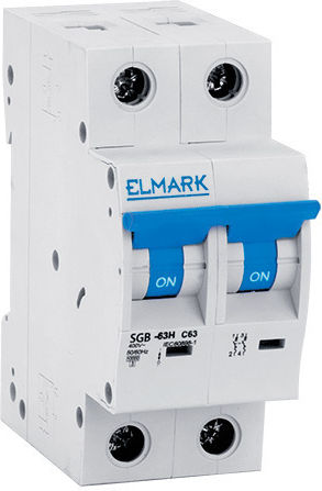 Elmark New Miniature Circuit Breaker MCB C62n 6A 2P 6kA Curve B