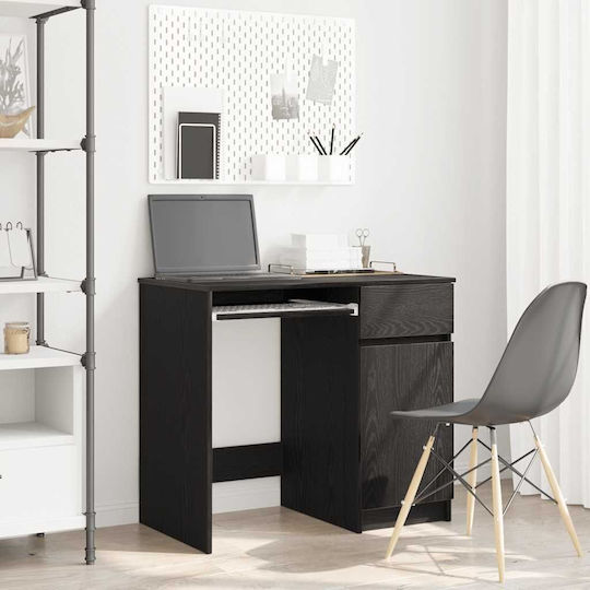 Birou De Lemn Negru Stejar 86x49x76cm