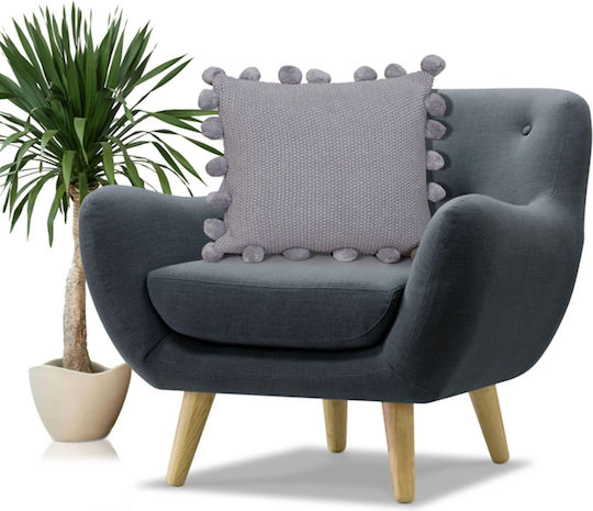 Liolios Home Sofa Cushion Moss Stich from 100% Cotton Light Grey 50x50cm