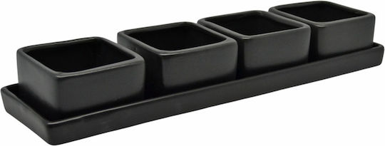 Ankor Κεραμική Ορντεβιέρα 4 Θέσεων Μαύρη Ø32xY4.8cm Π32xΜ8.2xΥ4.8cm Ankor Κεραμική Ορντεβιέρα 4 Θέσεων Μαύρη Ø32xY4.8cm Π32xΜ8.2xΥ4.8cm