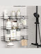Femmit Wall-Mounted Metal Adhesive Bathroom Shelf 3 Shelves 4 Hooks 10x25x48 Cm Matte Black