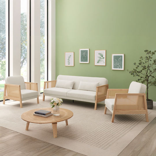 Ammos Three-Seater Couch Bed Off White 196x82x81 cm