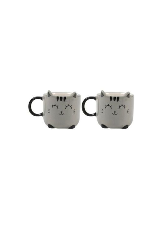 I-Total Set Tassen Kaffee aus Porzellan Gray 2Stück