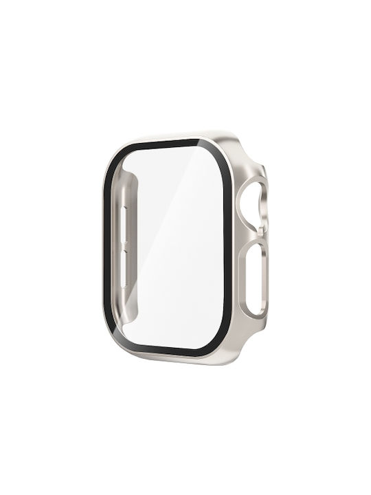 Пластмасов Калъф със Стъкло в Бежов цвят за Apple Watch Series 10 46mm