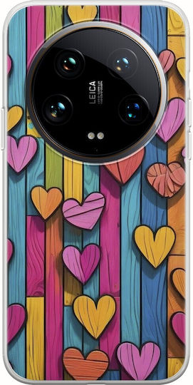 Valentine's Day Wooden Love Case for Xiaomi 14 Ultra 5g Flexible TPU Transparent Silicone