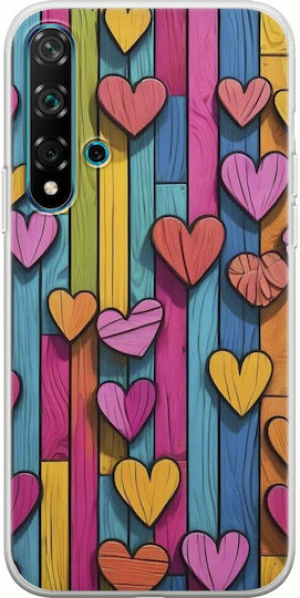 Valentine's Day Wooden Love Huawei Nova 5t Flexible TPU Transparent Silicone Case