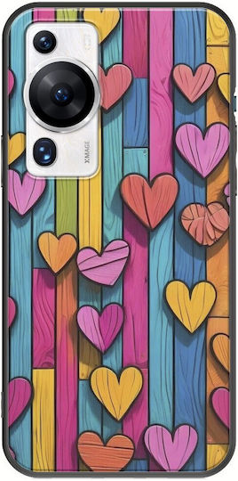 Valentine's Day Wooden Love Huawei P60 Black TPU Silicone Case