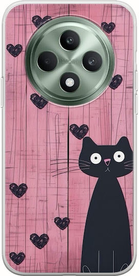 Valentine's Day Cat Is Love Oppo Reno 12 F 5G Flexible TPU Transparent Silicone Case