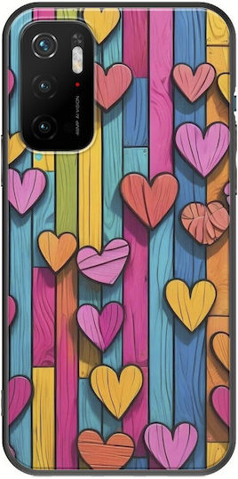 Valentine's Day Wooden Love Case for Xiaomi Poco M3 Pro 5G Black TPU Black Silicone