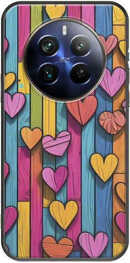 Valentine's Day Wooden Love Case Realme 12+ 5g Black TPU Black Silicone