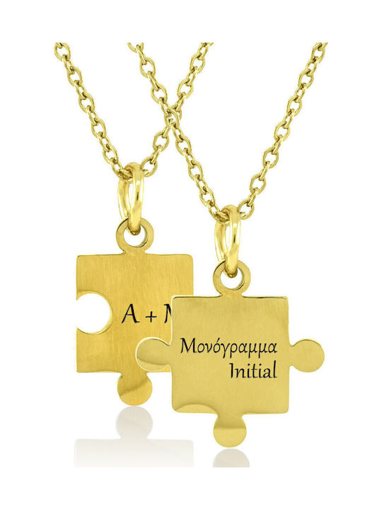 Bijou Box Κολιέ Best Friends από Επιχρυσωμένο Ατσάλι με Προσωποποίηση