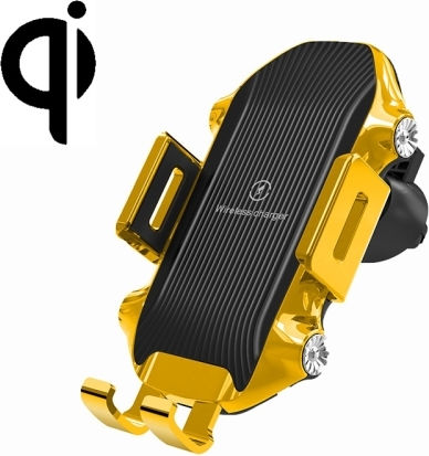 Car Mobile Mount with Adjustable Hooks and Wireless Charging Yellow