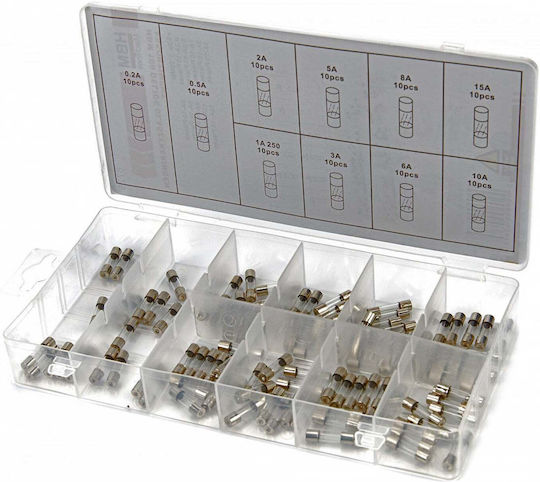 Auto Fuse Set 5x20 Mm 0.2-15a 100 Pcs