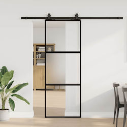 Schiebetürbeschlag-Set Schwarz 76x205 cm Sicher...
