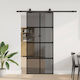 Sliding Door Hardware Set Black 90x205 Cm Tempe...