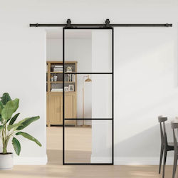 Mecanism ușă glisantă negru 76x205 cm sticlă ES...