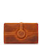 Large Leather Women's Wallet Classic with RFID Orange