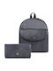 Set Leder Damentasche Rucksack Schwarz