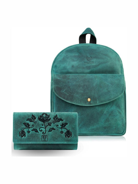 Set De piele Geantă de damă Rucsac Verde