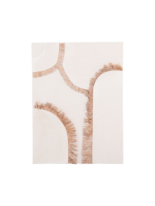 Rectangular Painting Fb94532 MDF Off-White Color - Beige Decoration 60x4.5 Thickness X80cm