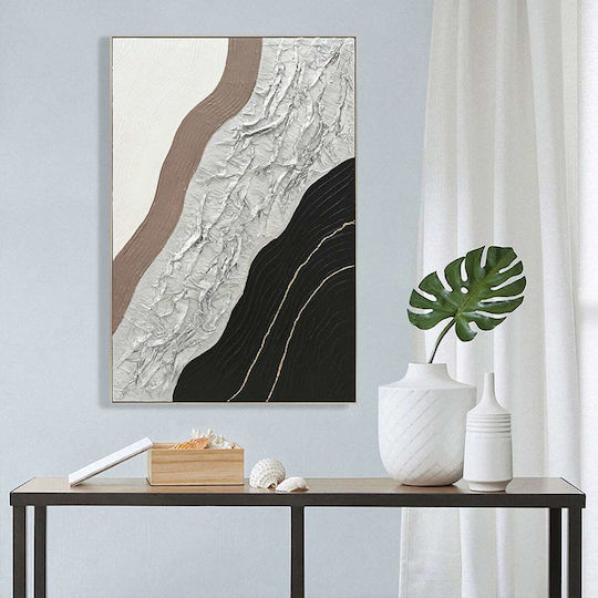 Wall Painting Abstract Fb94553.02 Frame Beige-canvas-handmade 82x4.5x122cm