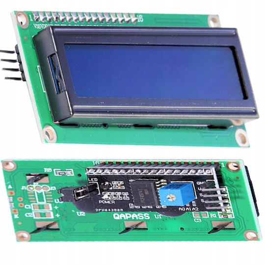 LCD-Display 2x16 HD44780 Blau I2C-Konverter Innen Verlötet