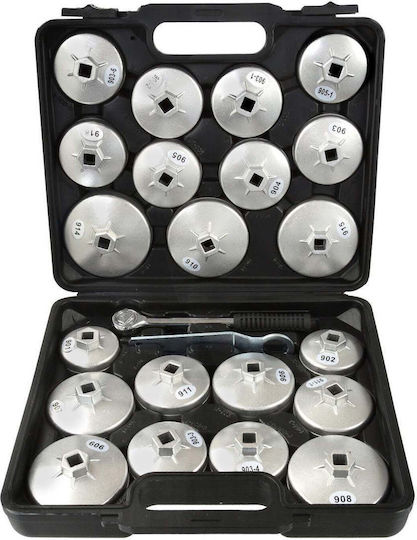 Set de Capace Filtru Ulei Auto din Aluminiu cu Clichet 1/2 23 Piese