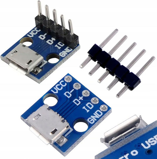 Priză Rosfix Micro USB cu 5 pini lipiți pe PCB