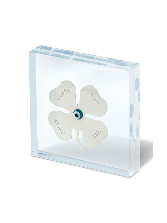 Plexiglass Decorative Charm Four-Leaf Brass 8x8x2cm Gr0302