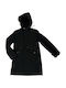 Langer Kinderparka mit Kapuze Schwarz