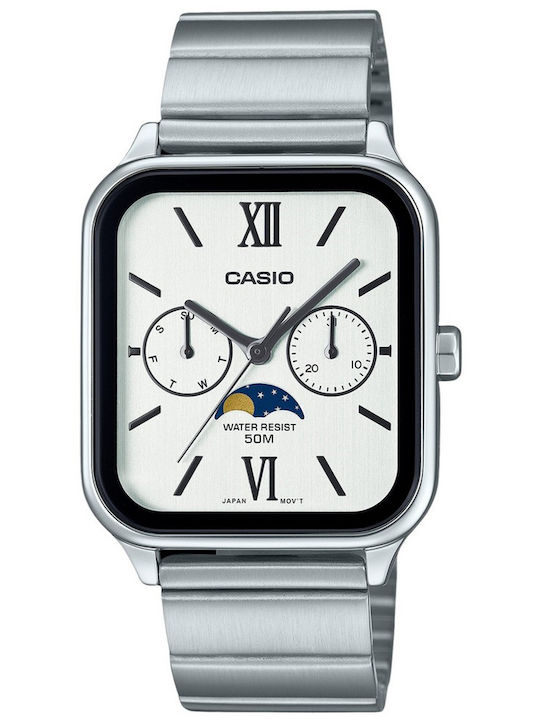 Casio Herrenuhr Chronograph Batterie mit Silber Metallarmband