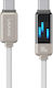 Usams Cablu USB 2.0 Braided / LED USB-C Masculin - USB-C 100W PD Alb 1.2m SJ744USB02