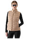 Short Women's Sleeveless Puffer Jacket for Winter Beige