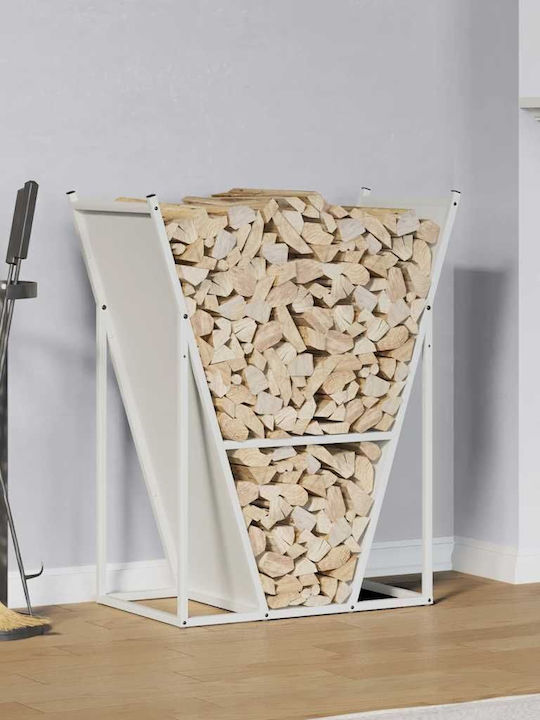 vidaXL Ξύλινο Ράφι Αποθήκευσης Ξύλων 69.5x35x81cm Λευκό