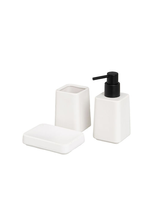 Ceramic Bathroom Accessory Set White