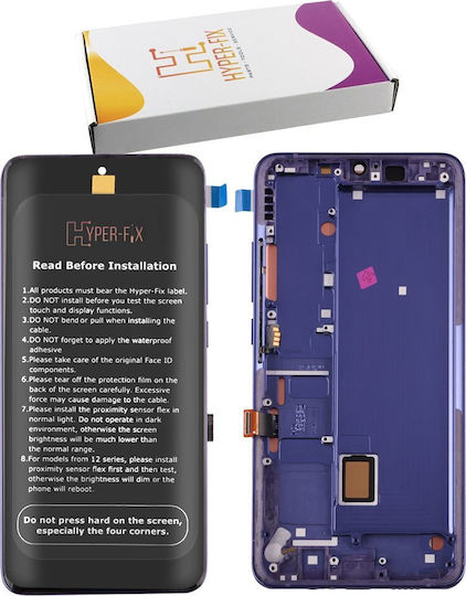 Hyper Fix Οθόνη mit Touch-Mechanismus und Rahmen für Xiaomi Mi Note 10 Lite (Lila)