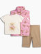 Kinder-Set mit Leggings & Jacke Sommer 3Stück Pink, Ecru, Moccasin