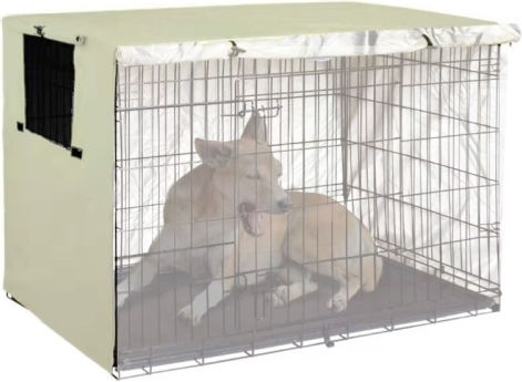 Haustierkäfigabdeckung Oxford-Gewebe Outdoor-Möbel Wasserdichte Sonnenschutzabdeckung Größe 124,5x79x84cm Beige