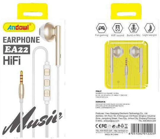 Andowl Ea22 Earbuds Handsfree Headphones with Connector 3.5mm