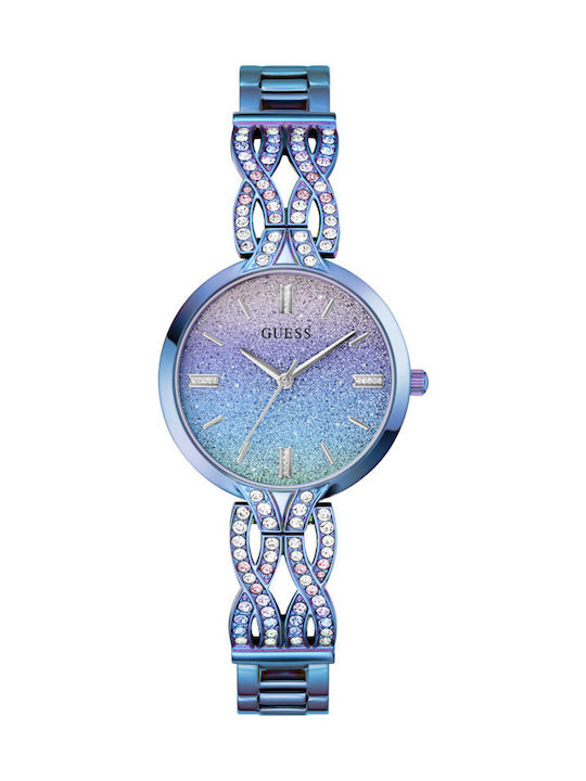 Guess Damen Uhr Chronograph mit Blau Metallarmband