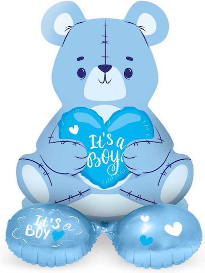 Baby Birth Foil Balloon Jumbo with Stand Bear Boy 72cm