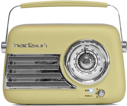 Madison Freesound VR40 Retro Tabletop Rechargeable Radio with Bluetooth Olive